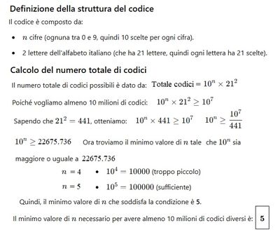 Codice di accesso minimo