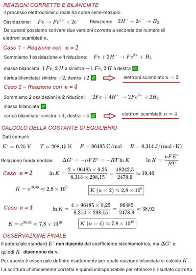 Calcolo costante equilibrio reazione redox versioni corrette 2