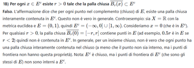1B   Analisi di proprietà insiemistiche metriche