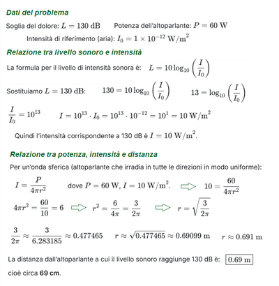 Calcolo distanza per soglia del dolore 