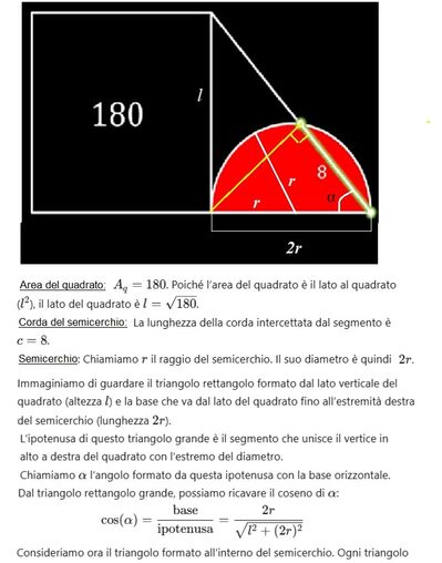 Area semicerchio nota la corda