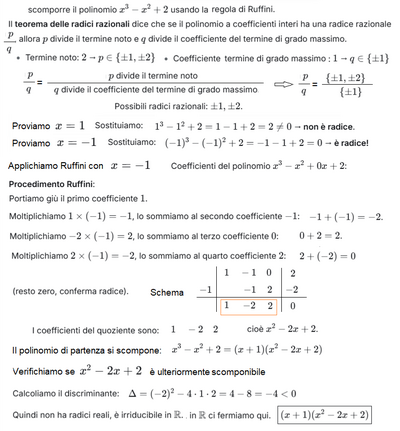 Scomposizione polinomio con Ruffini
