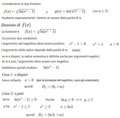 Intersezione funzioni con n 1 
