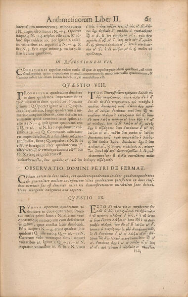 Diophantus II 8 Fermat