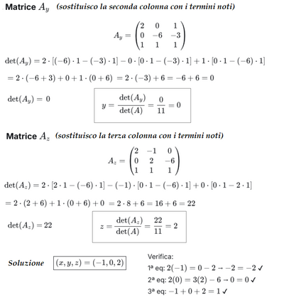 Risoluzione sistema con Cramer 2