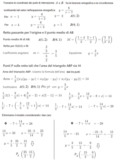 Equazioni omografica e circonferenza con intersezioni 3 
