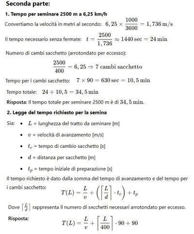 Velocità e tempo seminatrice nuova soluzione 2
