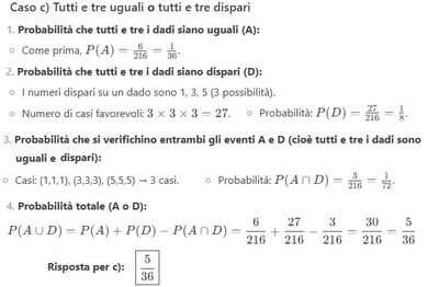 Lancio 3 dadi in contemporanea 3