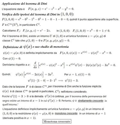 Verifica funzione implicita e monotonia