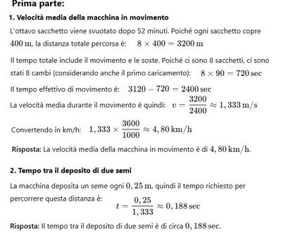 Velocità e tempo seminatrice nuova soluzione 1