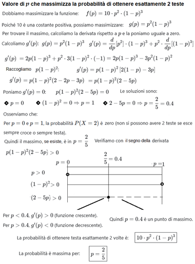 Calcolo probabilità massima con moneta truccata 2 