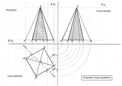 Piramide a base quadrata proiezioni ortogonali con sezione (21112025)