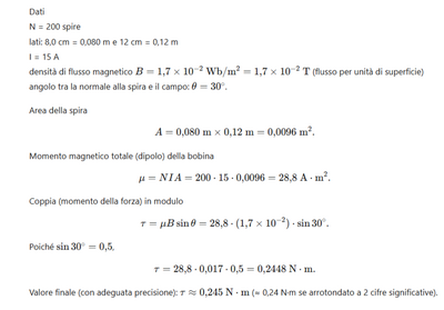 Calcolo momento coppia 