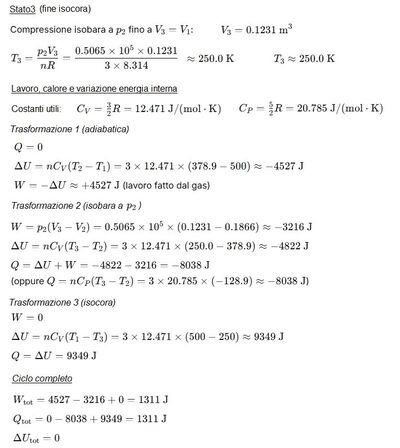 Risoluzione problema ciclo termodinamico 1b 