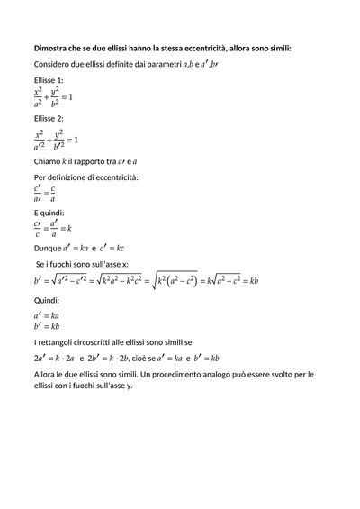 dimostrazione ellissi simili