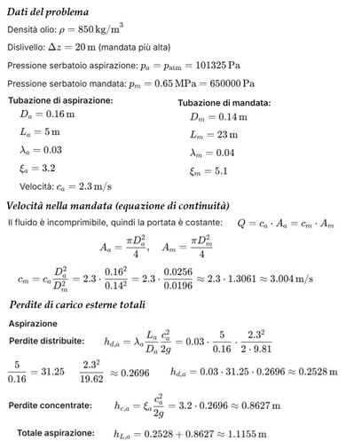 Risoluzione problema idraulica 1 con Bernoulli 