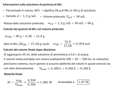 256   Calcolo della Molarità di una Soluzione Ammonica 
