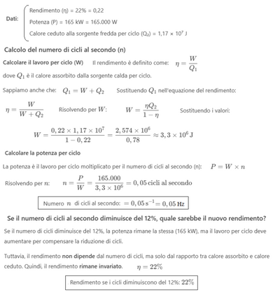 Calcolo cicli e rendimento macchina termica 1 