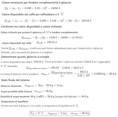 Calcolo temperatura equilibrio caffè e ghiaccio 2