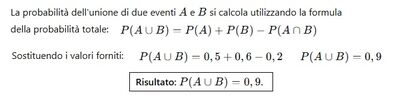Calcolo probabilità unione 