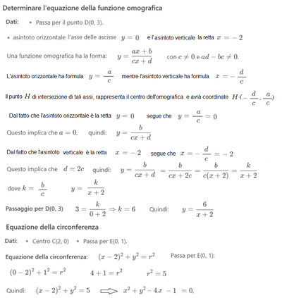 Equazioni omografica e circonferenza con intersezioni 1 