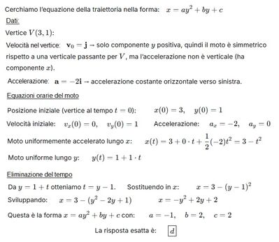 Risoluzione problema moto parabolico