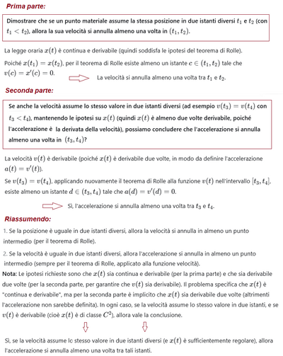 Dimostrazione Teorema di Rolle per moto rettilineo