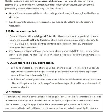 Differenza pressoria con legge di Poiseuille 2