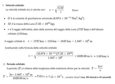 Tempo e velocità orbitale Apollo 11