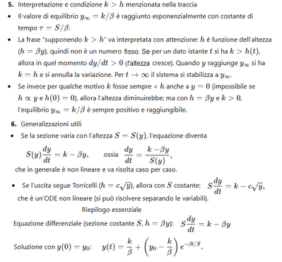 Equazione differenziale vasca 1b 