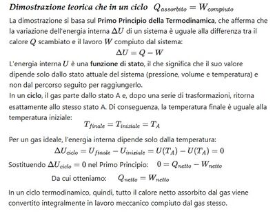 Dimostrazione che in un ciclo Q=W