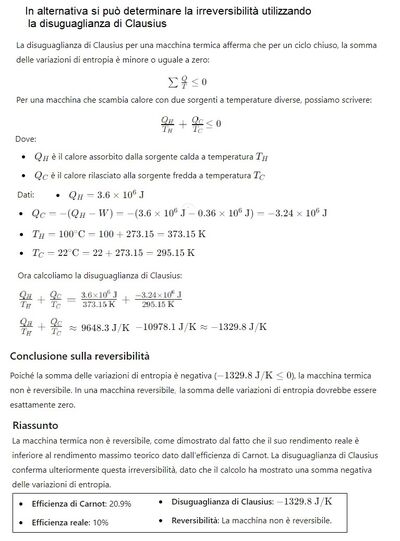 Efficienza e irreversibilità macchina termica 2