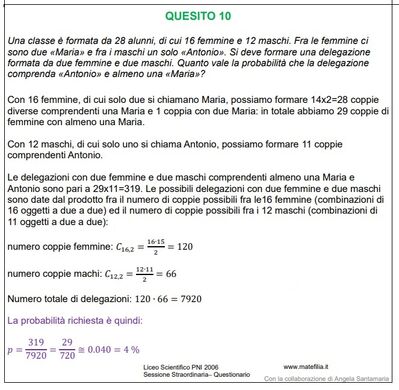 Quesito 10 probabilità www.matefilia.it