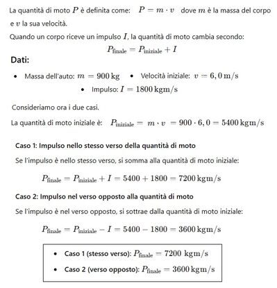 Impulso & quantità di moto