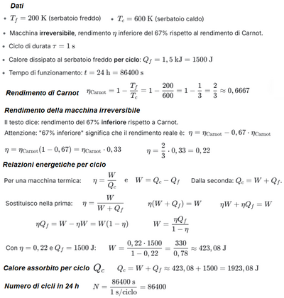 Calcolo entropia e potenza macchina termica 1