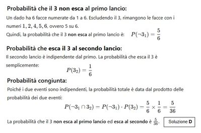 probabilità lancio dado
