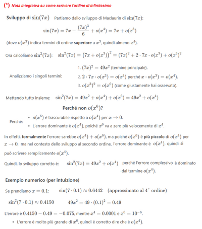 Nota integrativa Calcolo limite con sviluppi di Taylor   