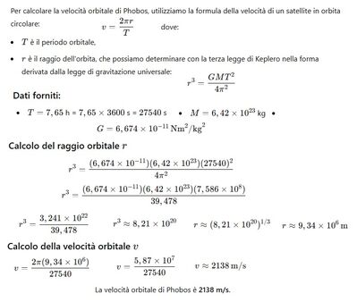 Velocità orbitale Phobos 