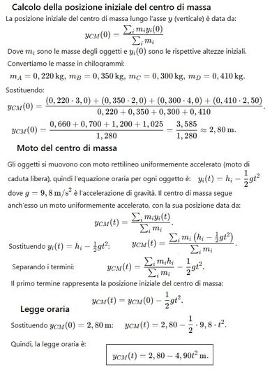 Legge oraria centro di massa