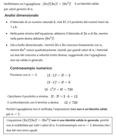 Controesempio identità fattoriale 