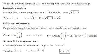 Numero complesso in forma esponenziale