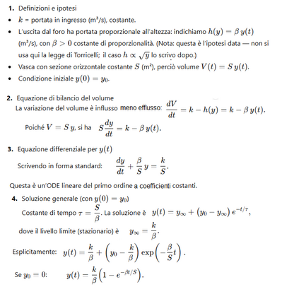 Equazione differenziale vasca 1a 