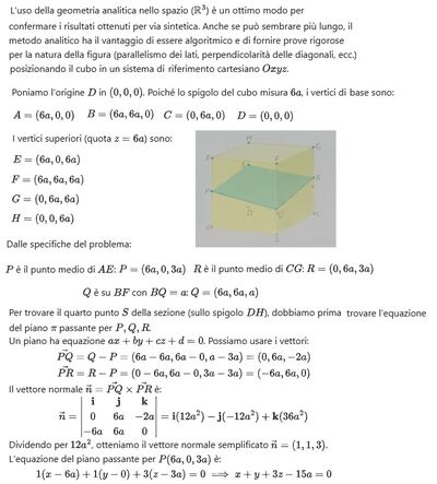 Soluzione analitica problema 182 di geometria solida 1