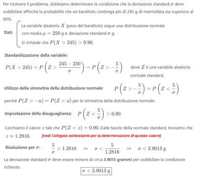   Condizione per deviazione standard in marmellata 1 
