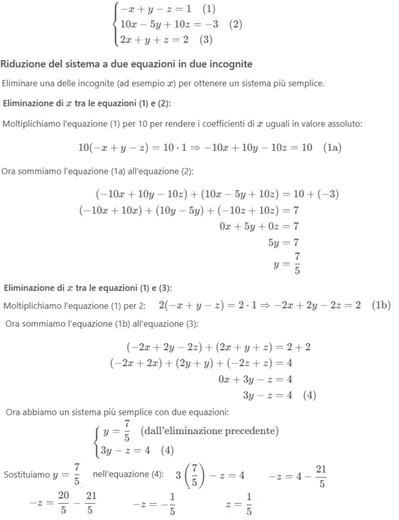 Sistema lineare con riduzione 1