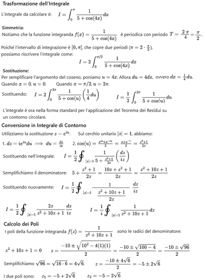 308 1 Calcolo dell'integrale con metodo dei residui
