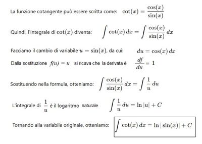 Integrale cotg(x)