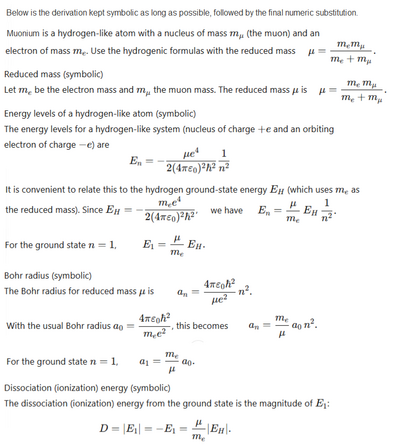 Muonium Ground State Energy and Radius 1 