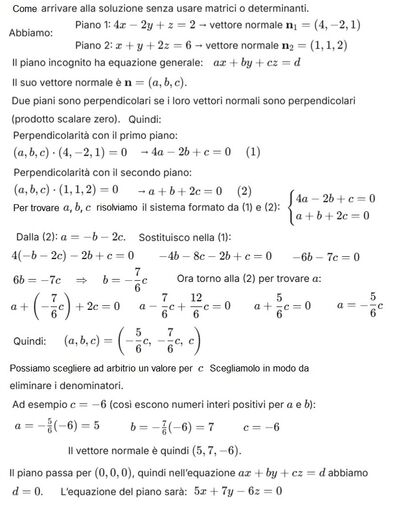 N 184  Equazione piano perpendicolare e passante per origine senza matrice 
