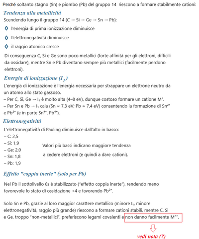 Stagno e Piombo formano cationi 1